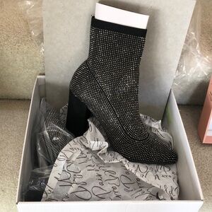 Black Rhinestone Ankle Boots